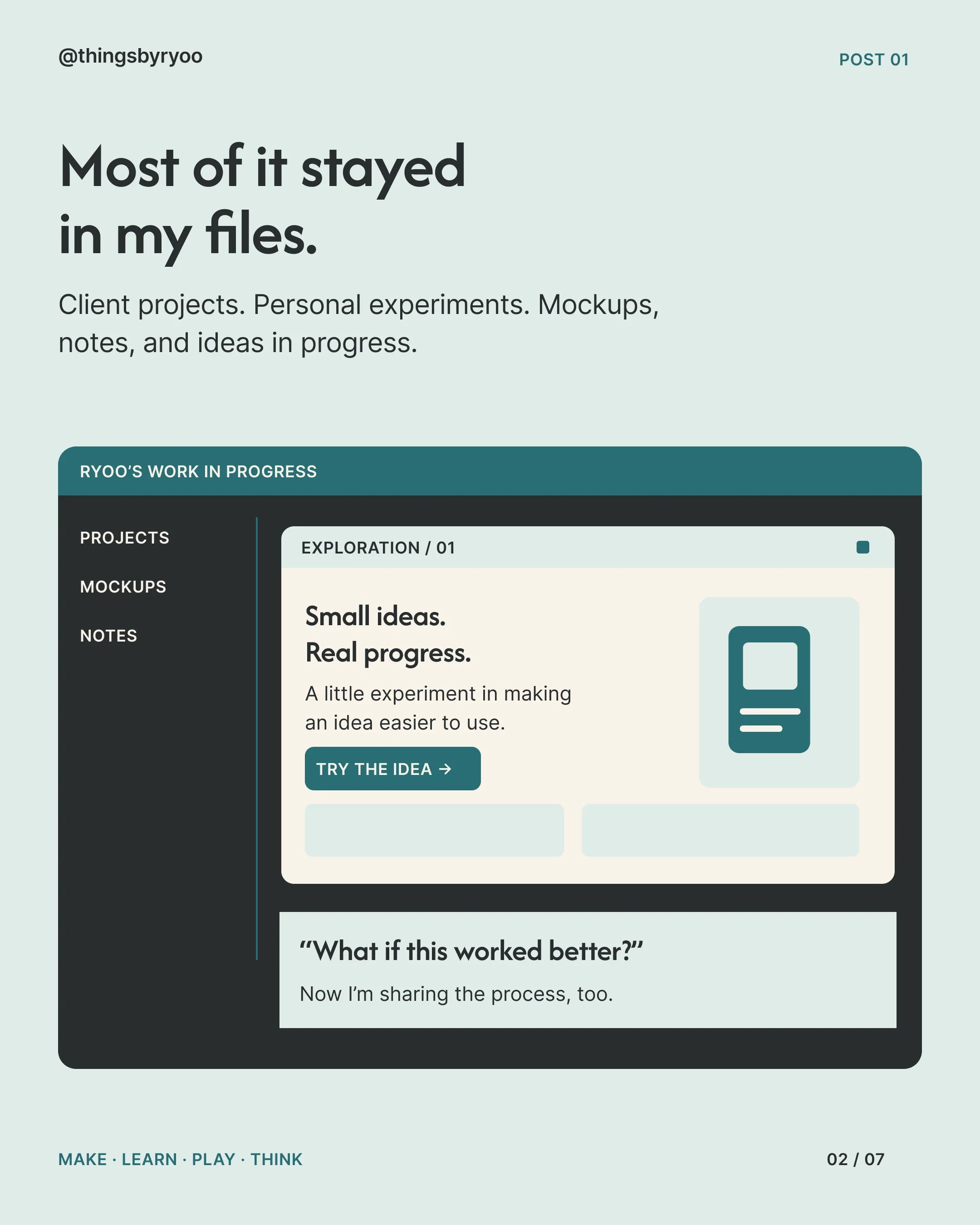 Slide 2: “Most of it stayed in my files.”