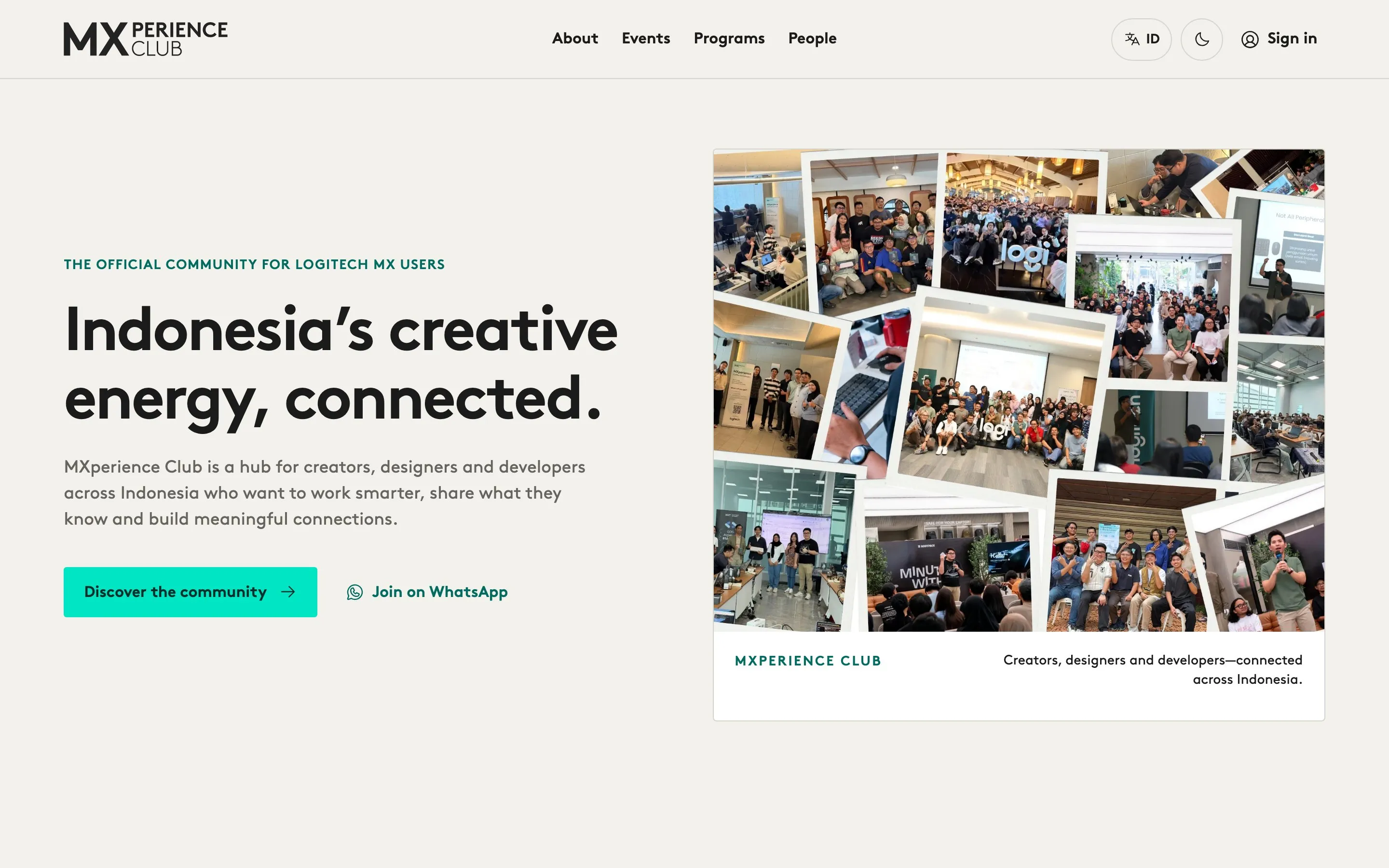MXperience Club homepage as it is live today